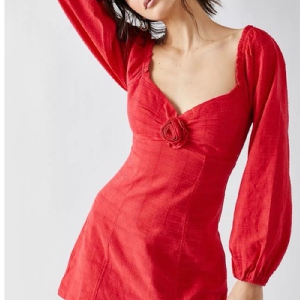 Free People Rosette 🌹Cotton Red Mini Dress ❤️